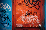 blue and orange painted wall