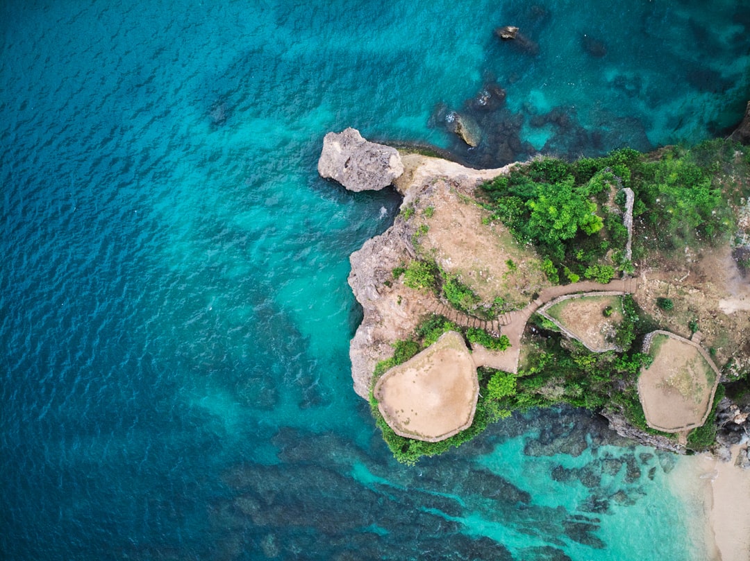 aerial island shot,