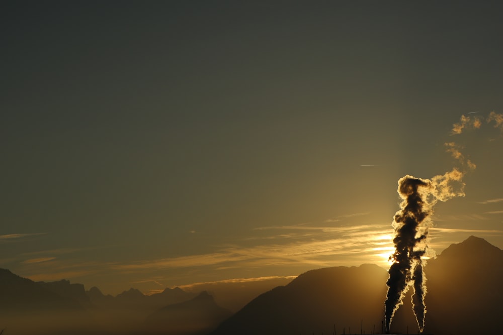 silhouette mountain during golden hour