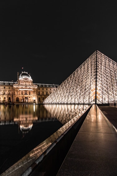 glass building during nighttime