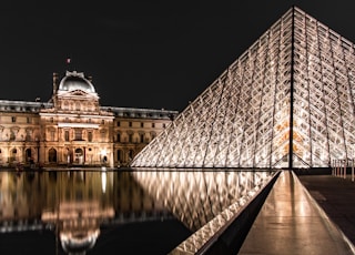 glass building during nighttime