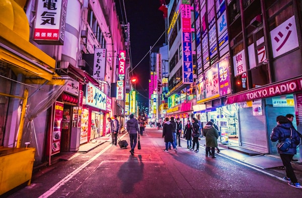 Osaka Dotonbori canal night lights neon food street