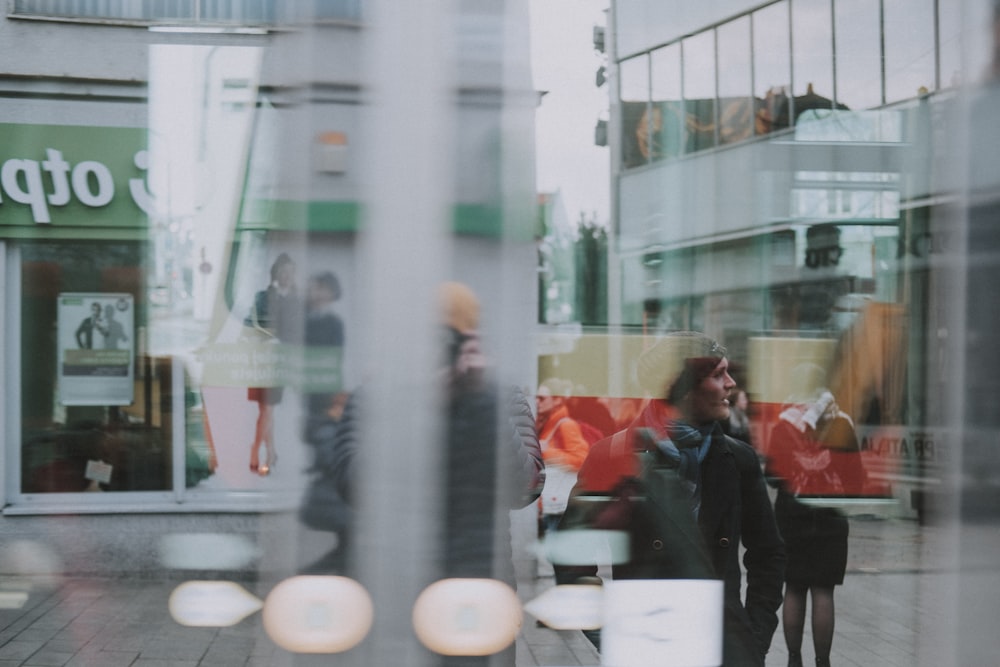 people standing outside building