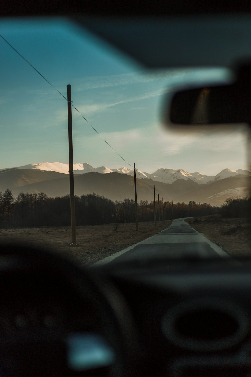 free roadway and view of mountains