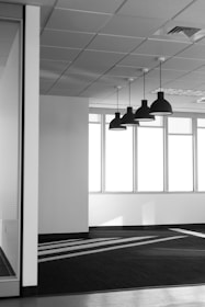 A modern office space with natural light and minimalistic design.