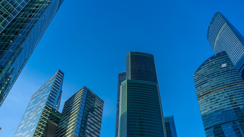 low angle photography of buildings