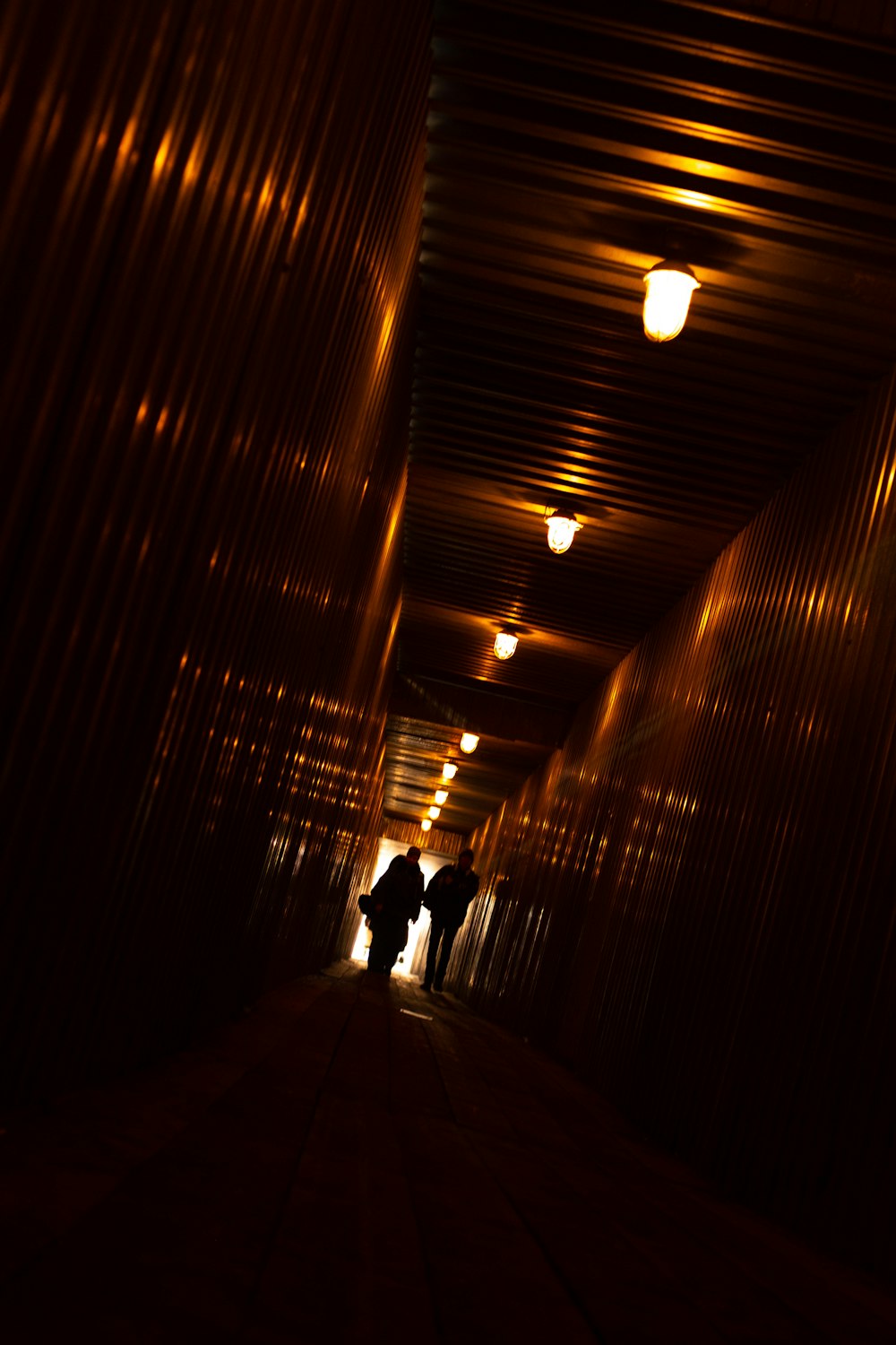 silhouette photography of two person walking on pathway