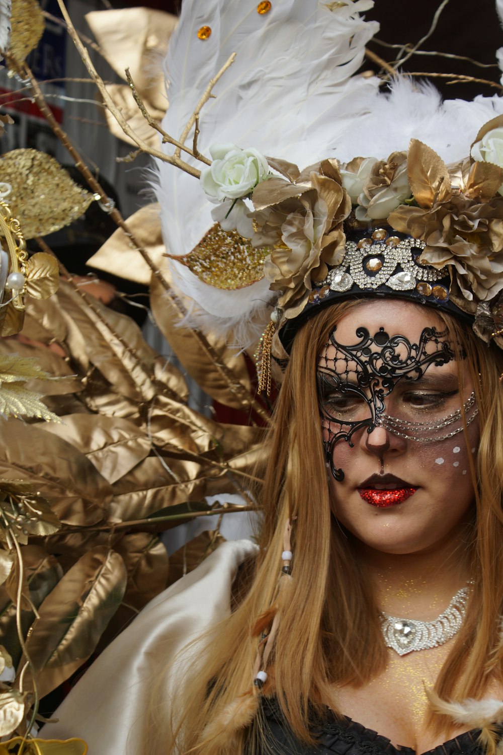 woman with masquerade mask