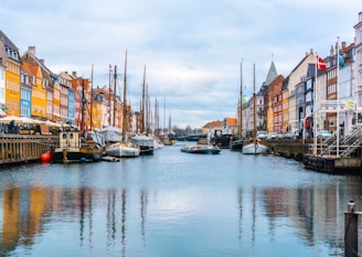 boats in canal in Denmark during daytime