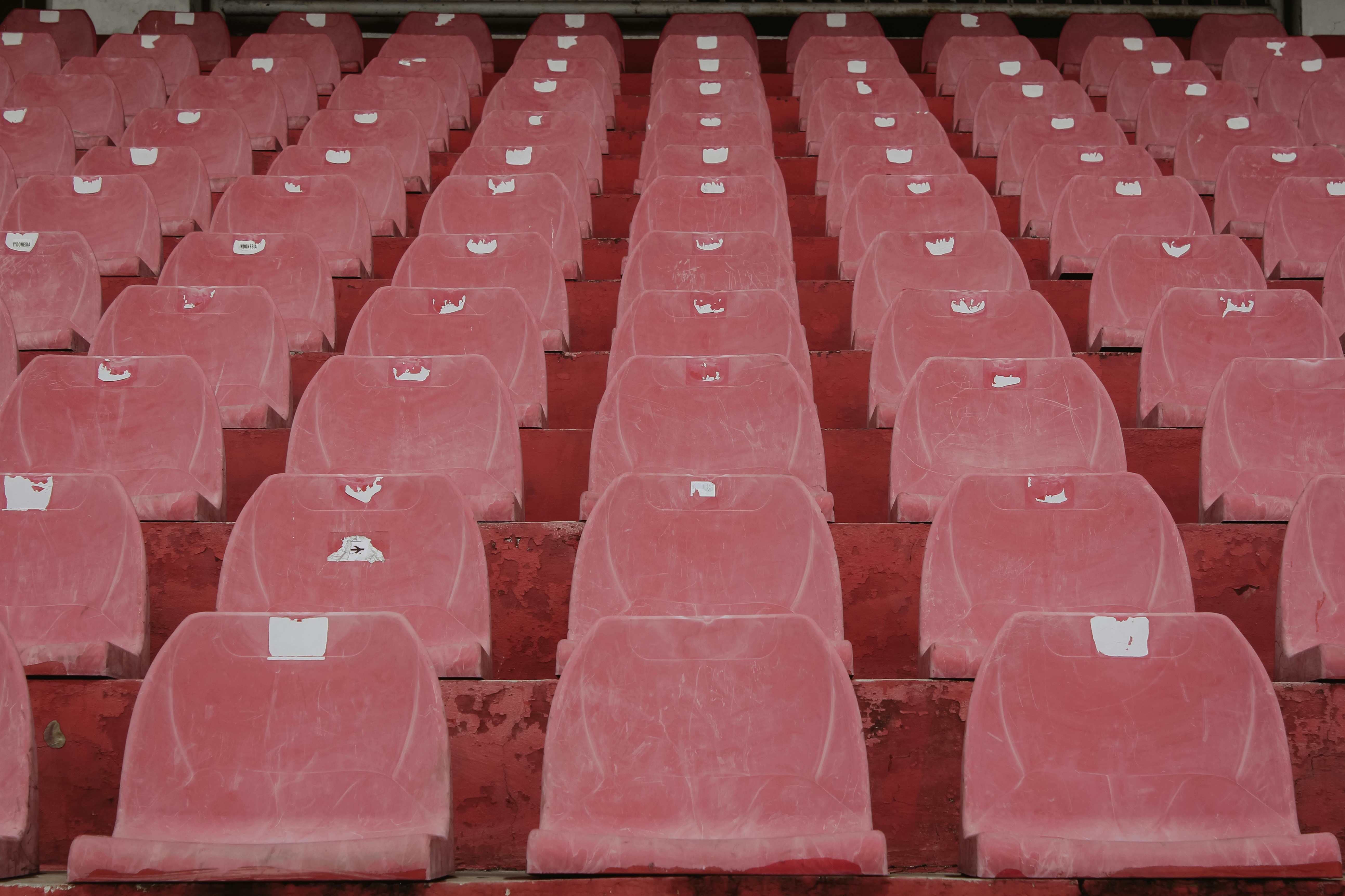 rows of plastic stadium seats