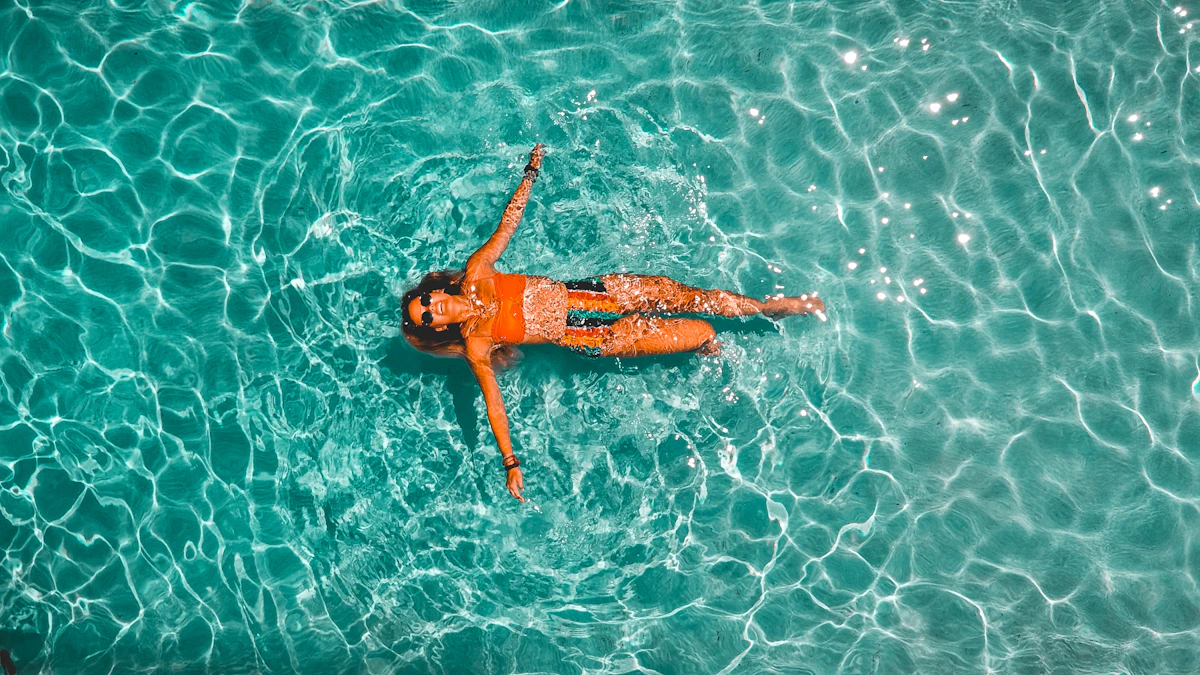 woman swimming alone in pool