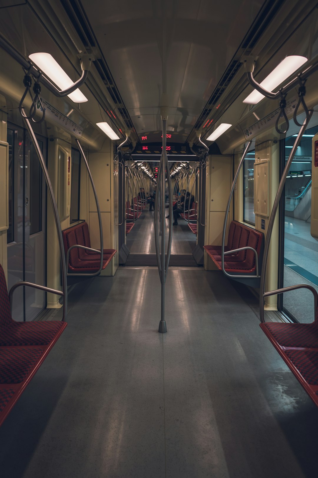 gray and white train interior view