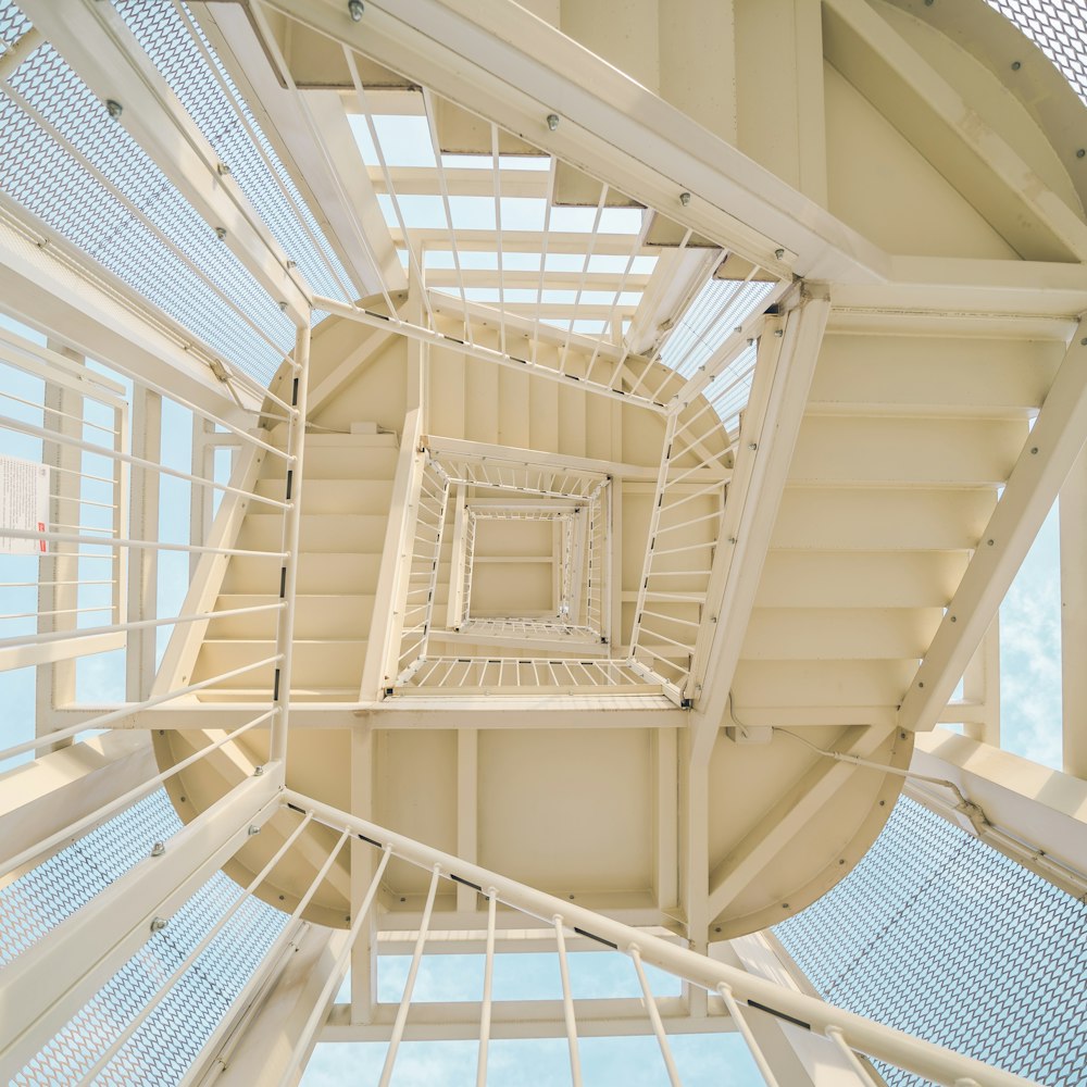 white steel stairs