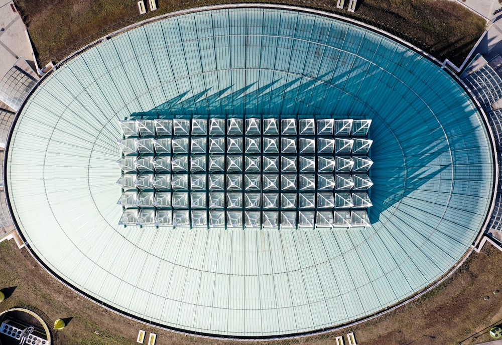 an aerial view of a large metal structure