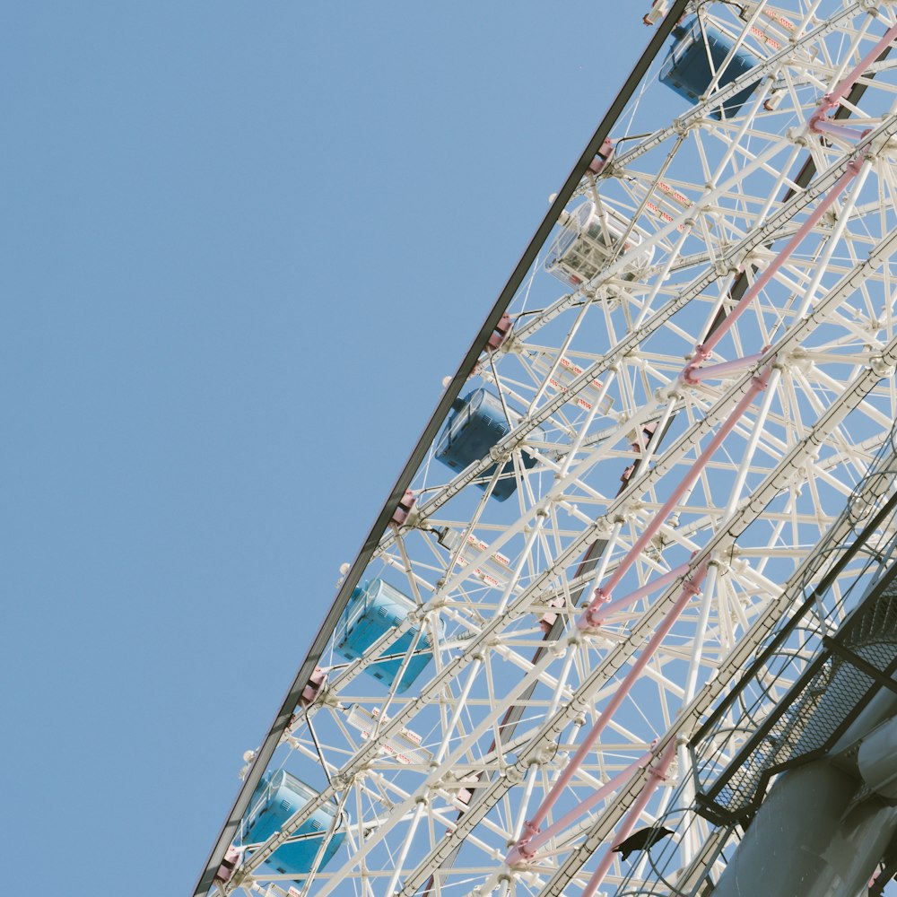 low angle photography of white ferris wheel