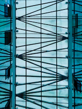 a view of the ceiling of a building from below