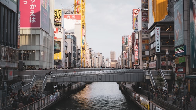 people crossing bridge during daytime
