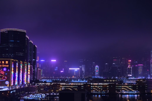 high-rise buildings during nighttime