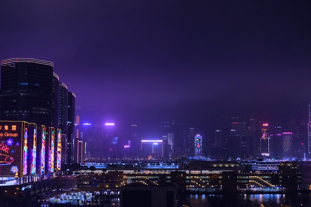 high-rise buildings during nighttime