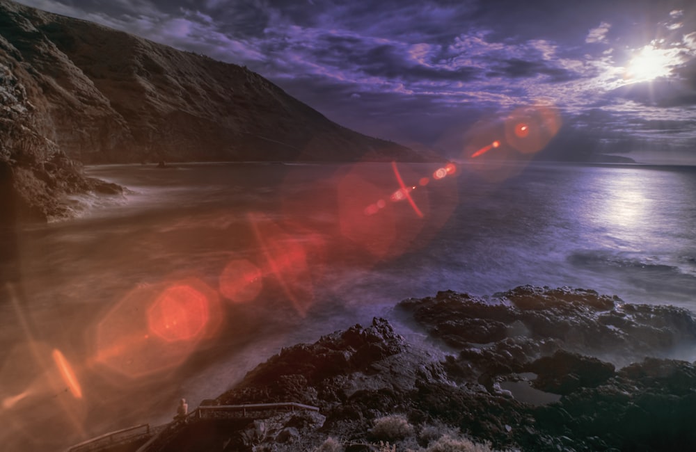 red light rays on beach