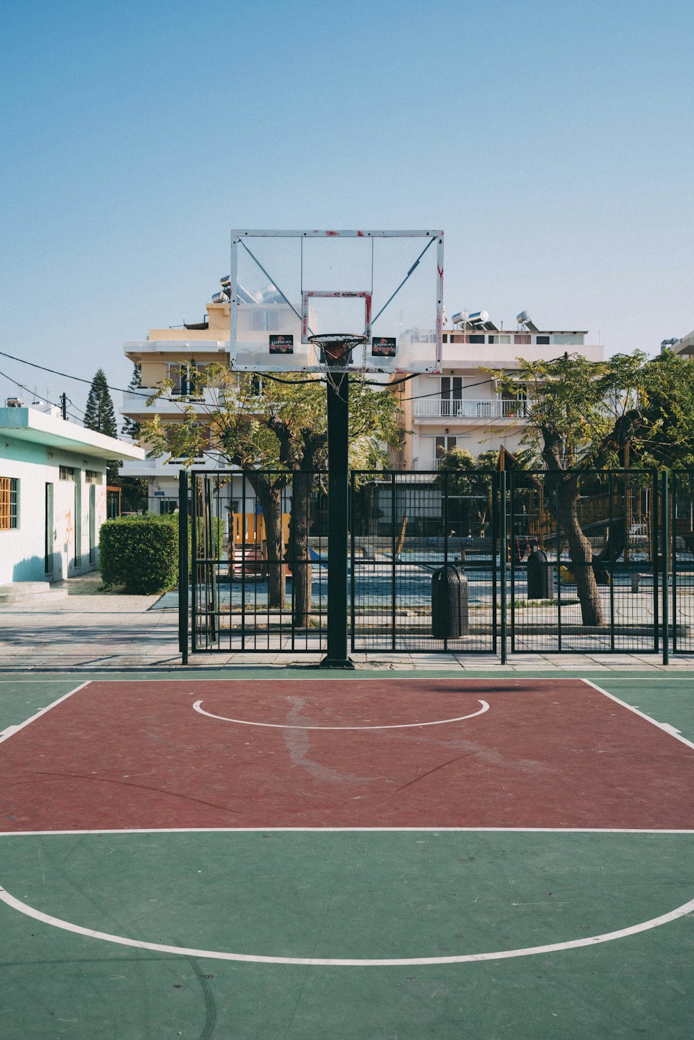 basketball system on empty playground