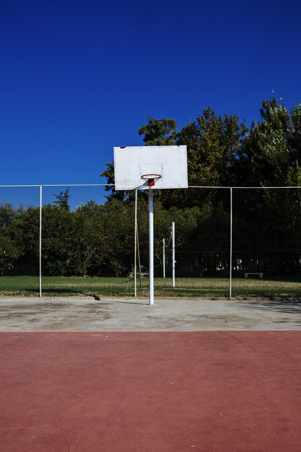white and red basketball system