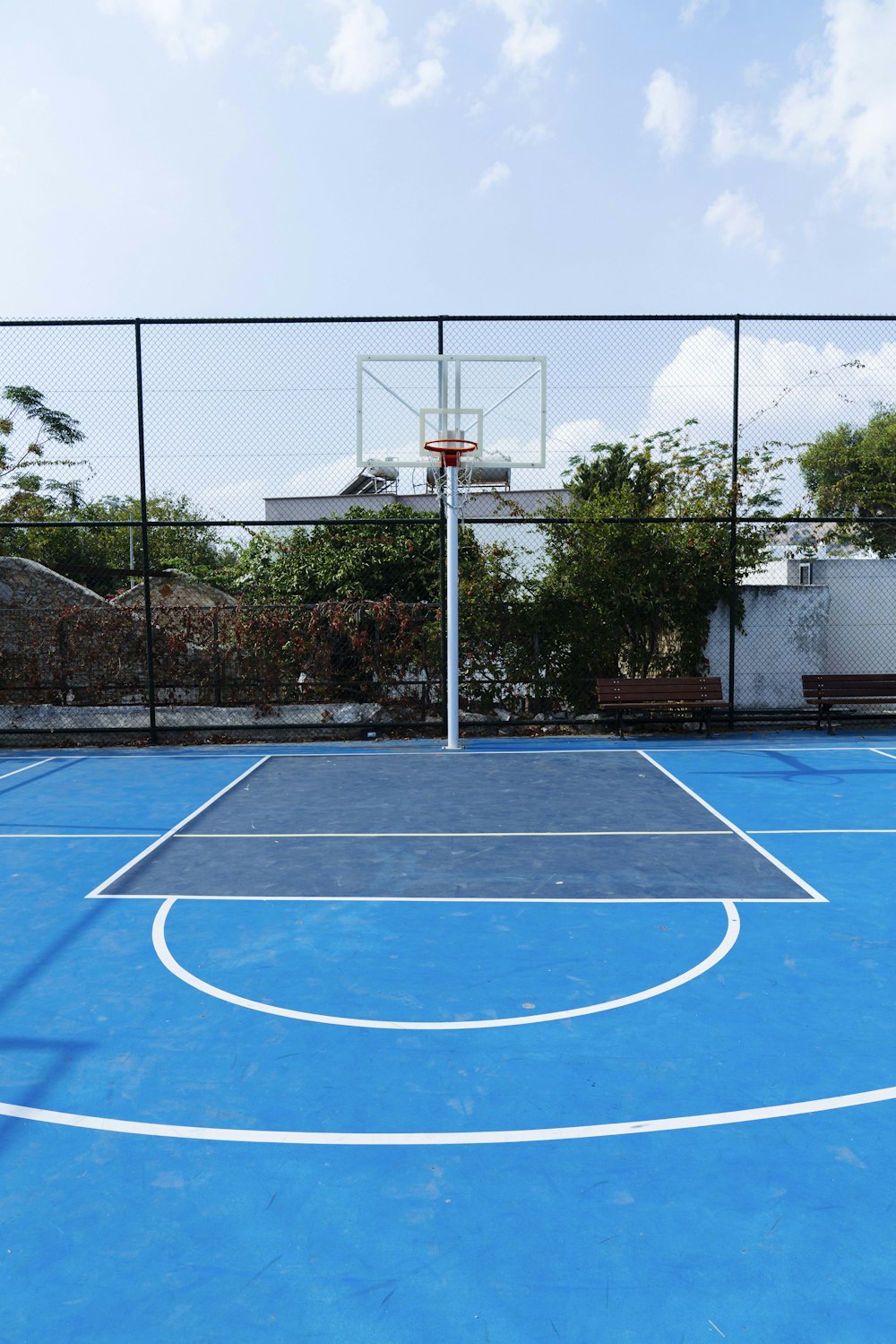 portable basketball system during daytime