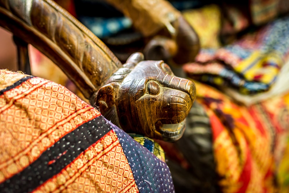 brown and black tribal figurine