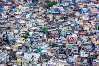 high angle photography of houses