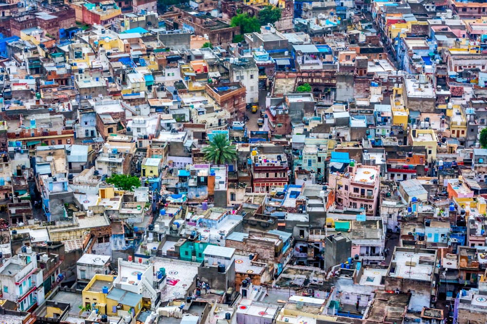 high angle photography of houses