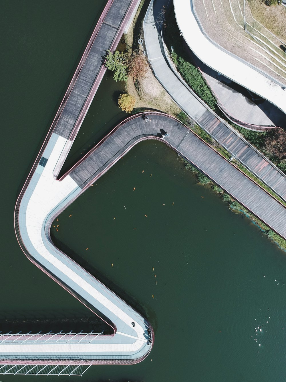 aerial photography of concrete bridge