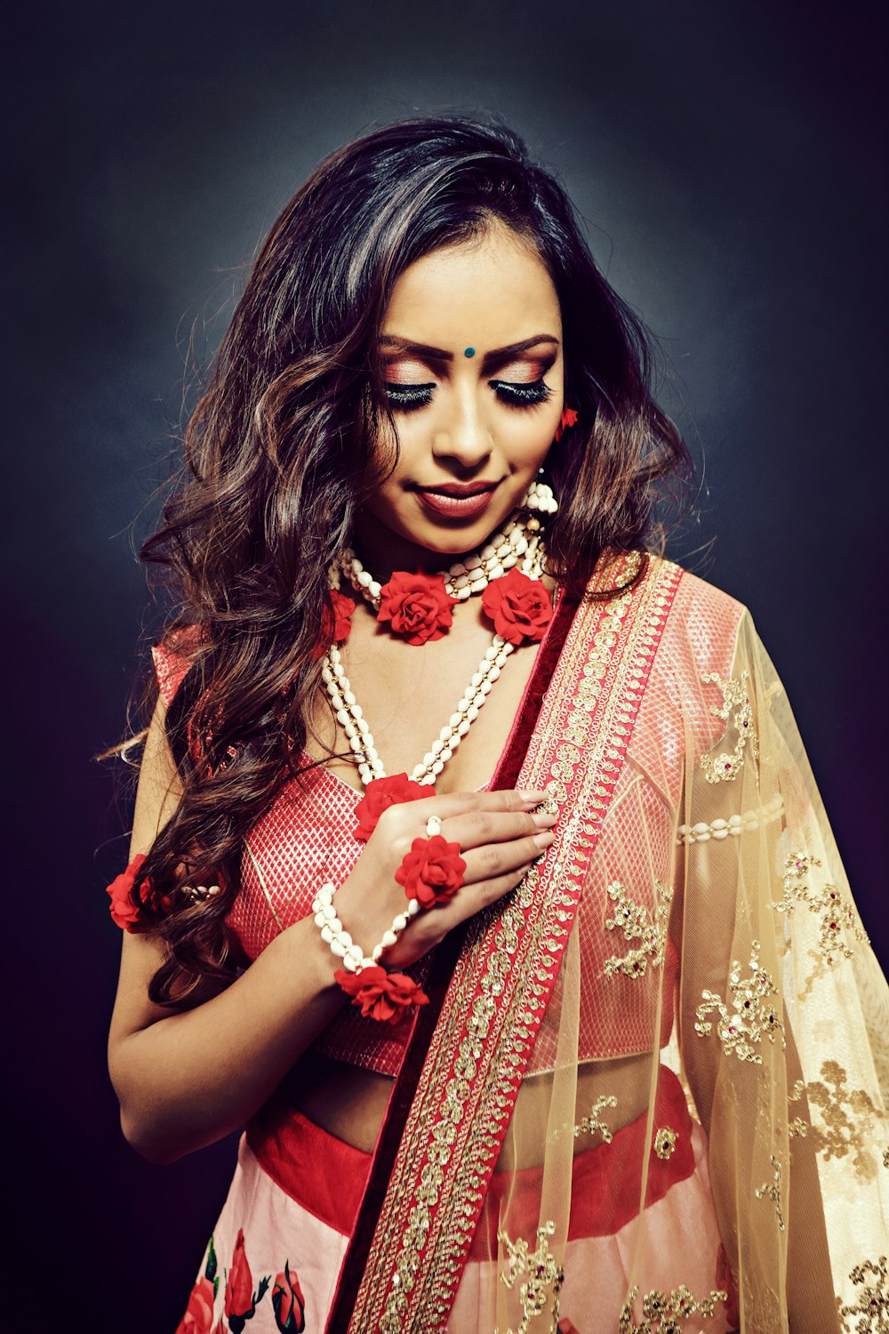 woman wearing gagra choli dress
