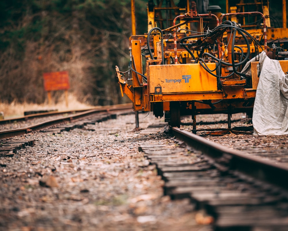 orange railway vehicle