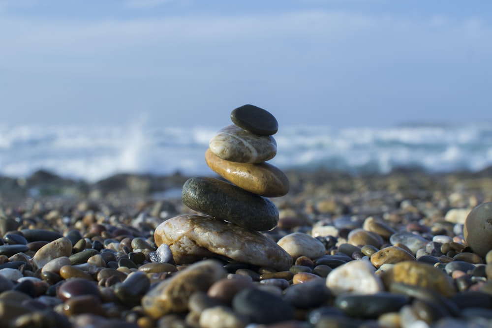 piled stones by the beach