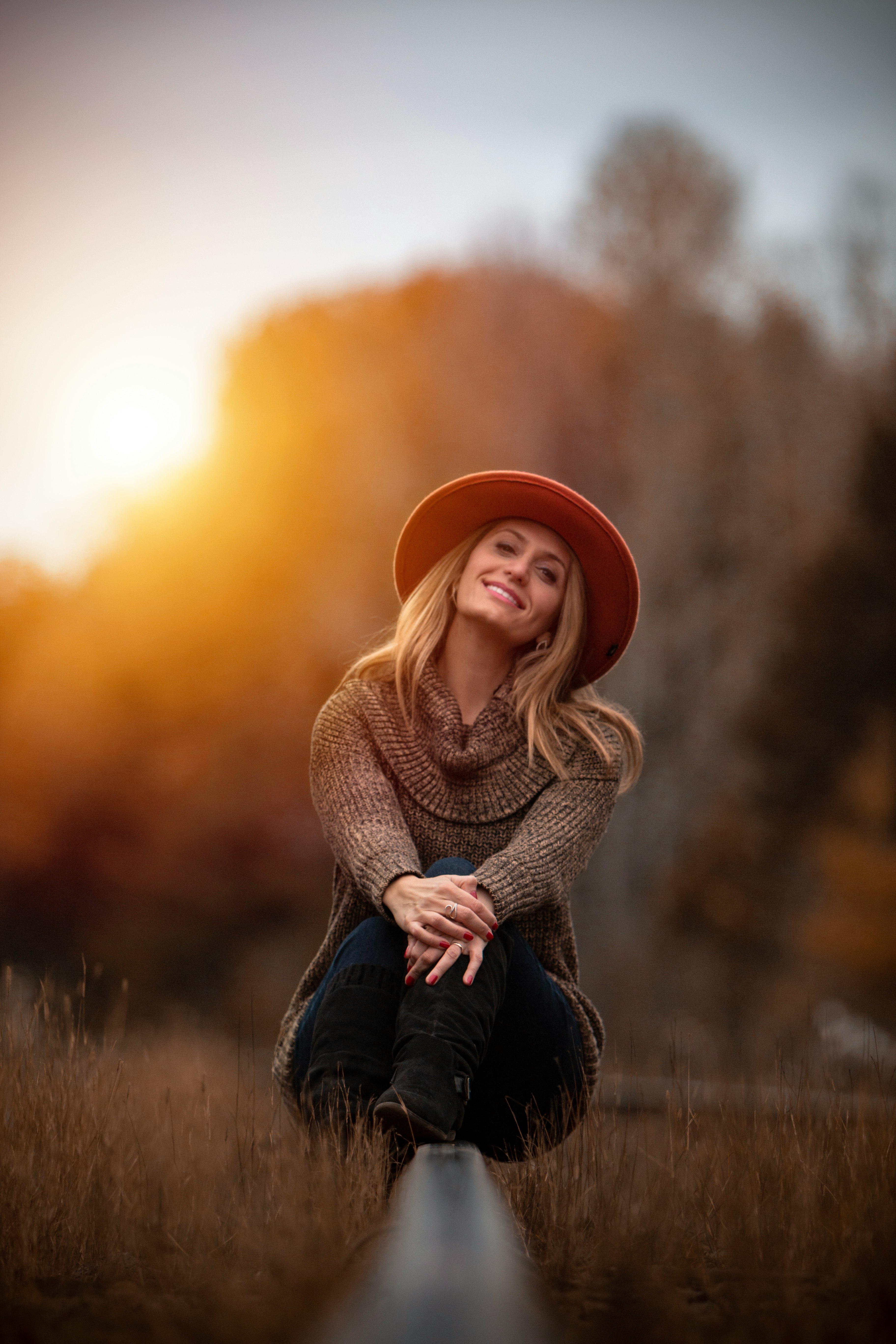 woman wearing red hat