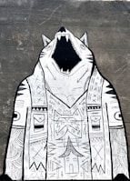 white and black wolf graffiti