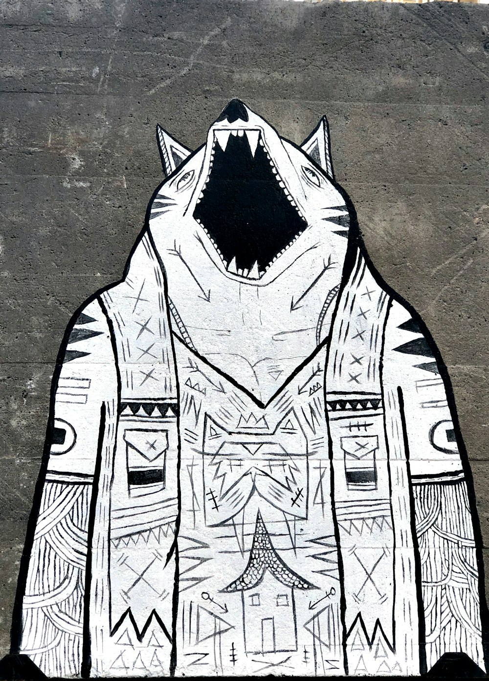 white and black wolf graffiti