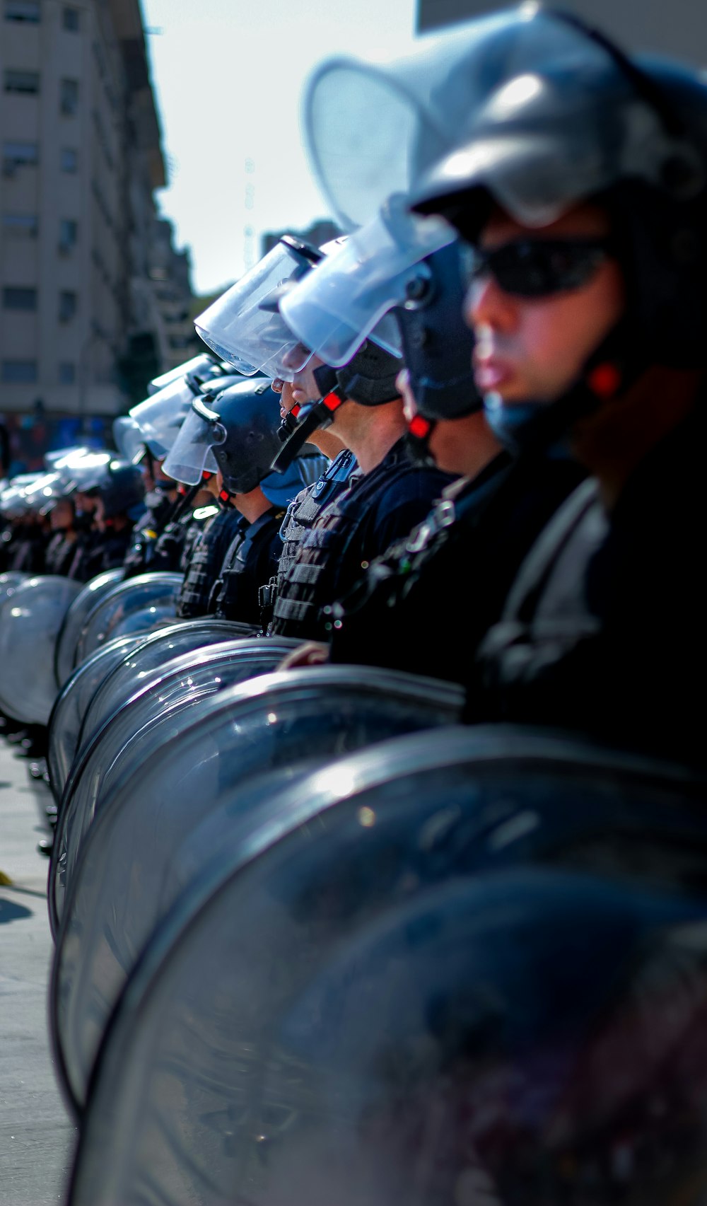 military cadets fall in line during daytime