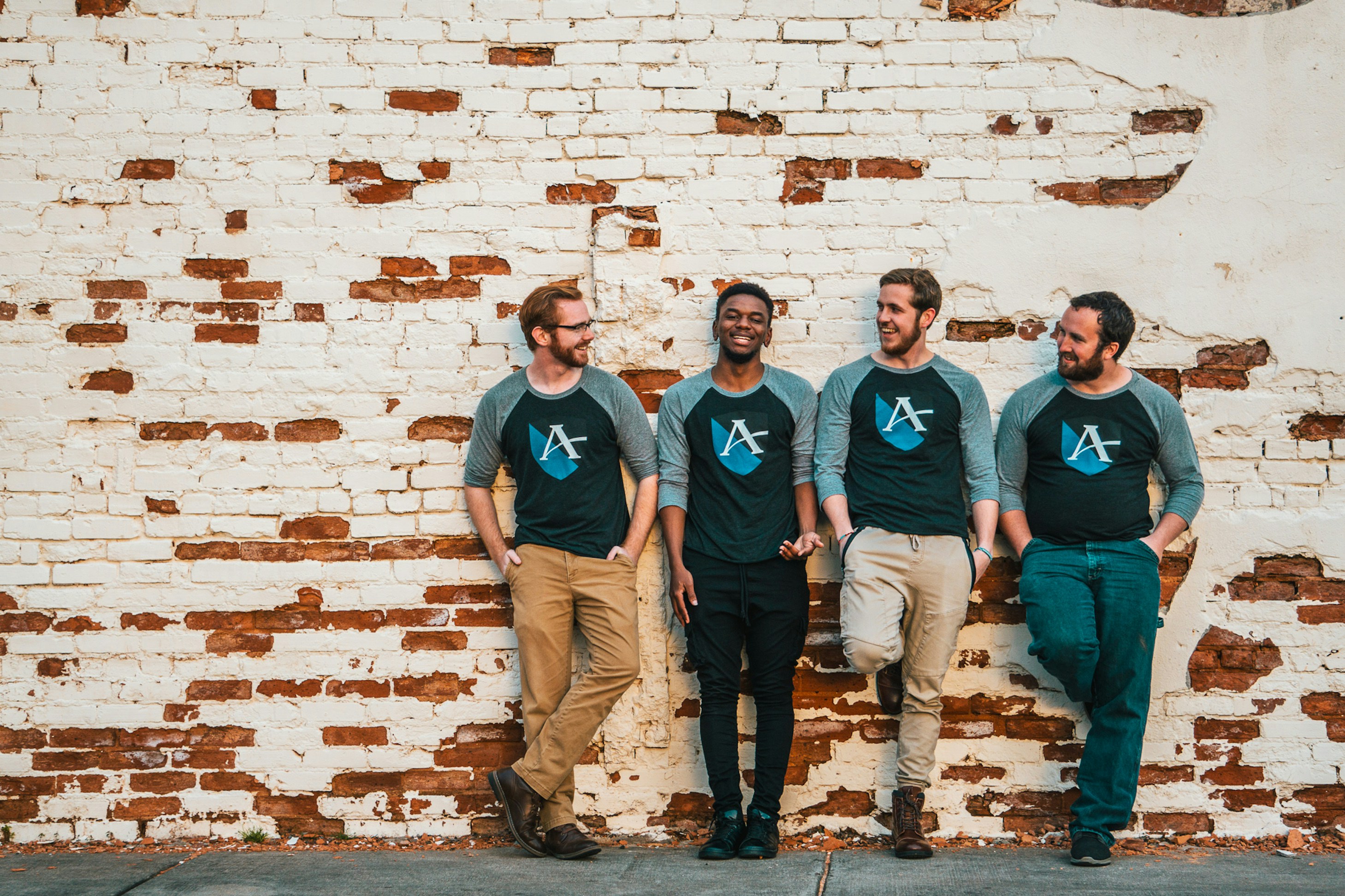 Startup team in round neck tees