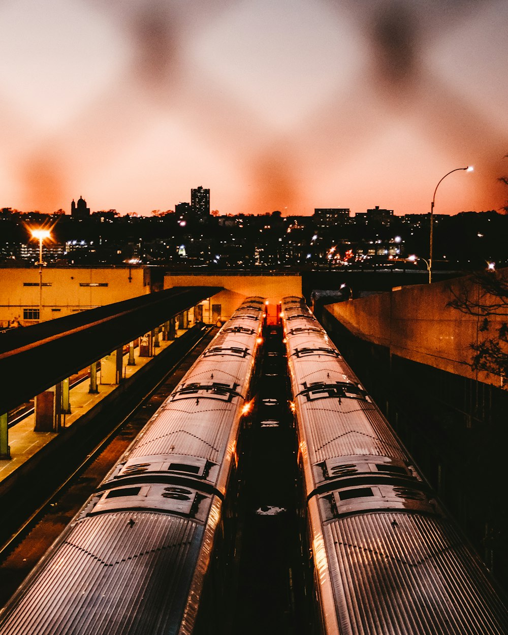 aerial photo of gray train