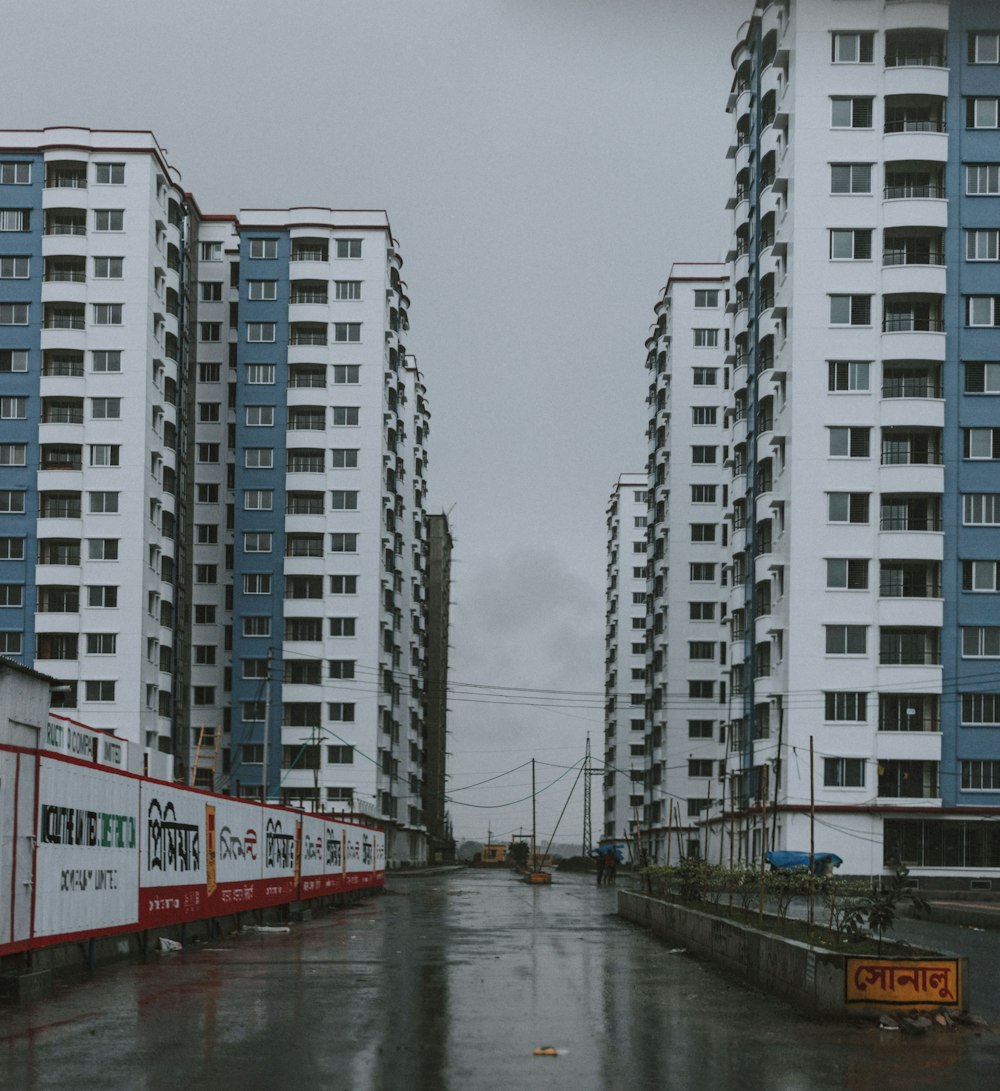 clear road in between buildings