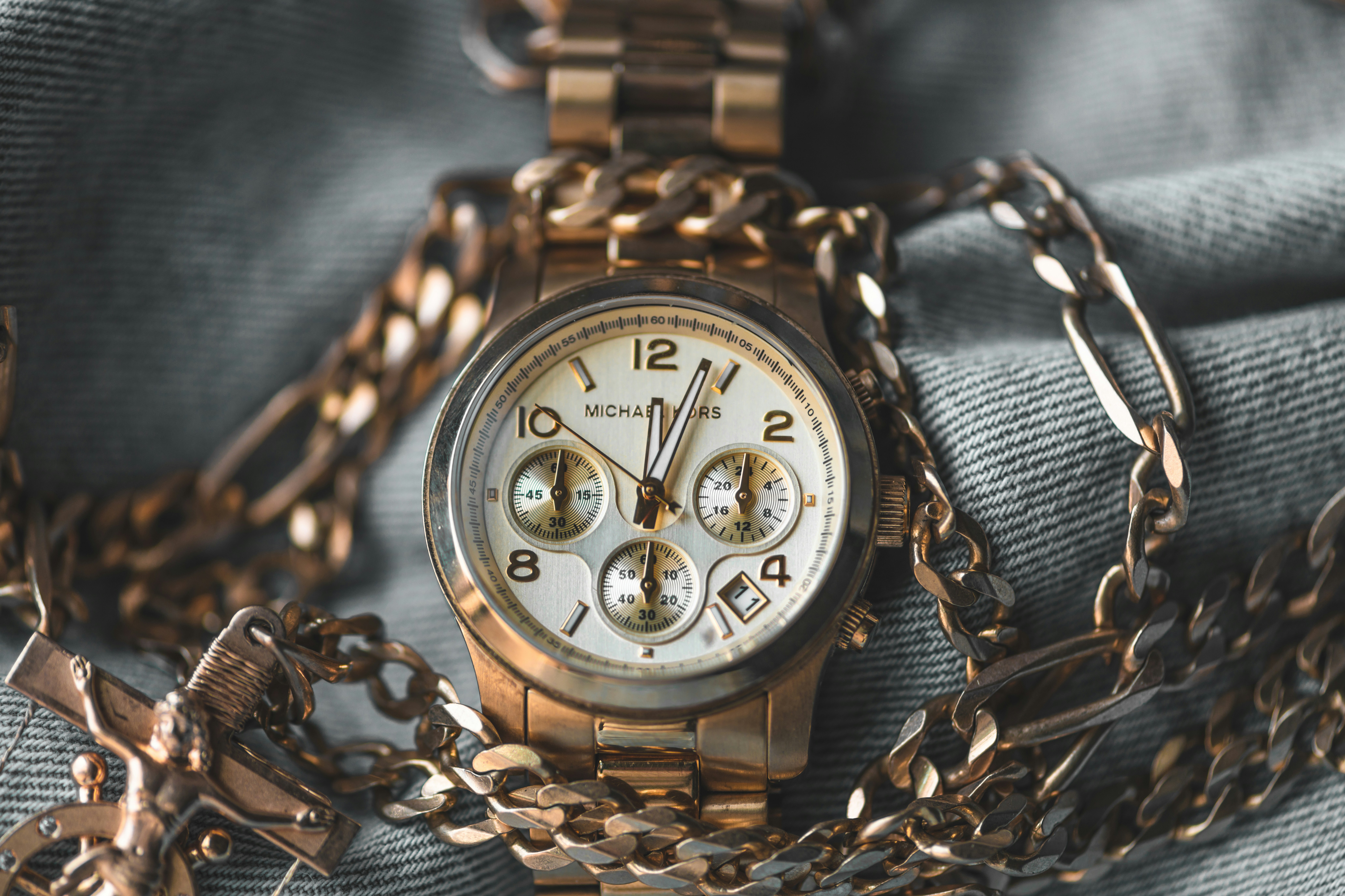 Gold chronograph watch