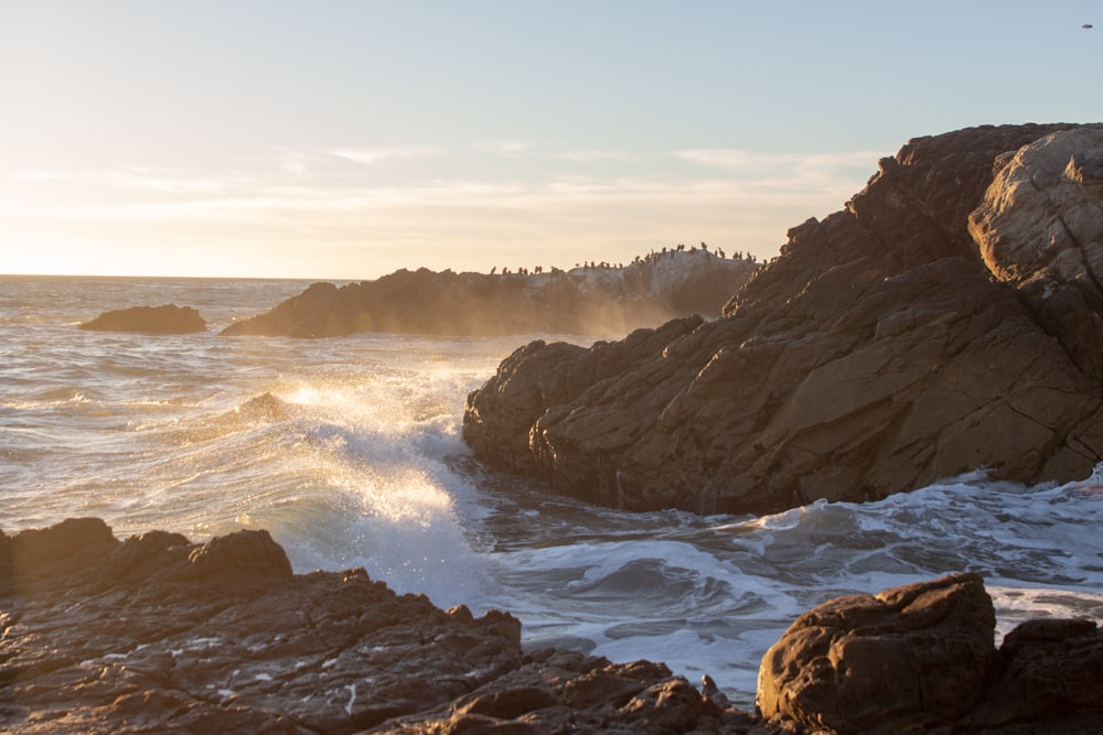 body of water and rocks