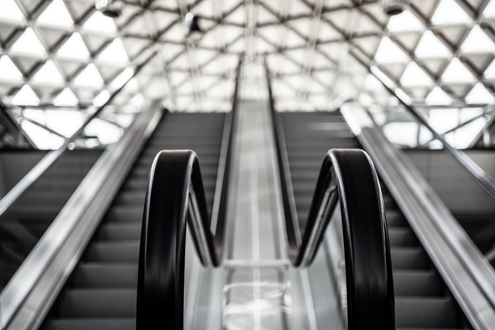 low angle photo of escalator