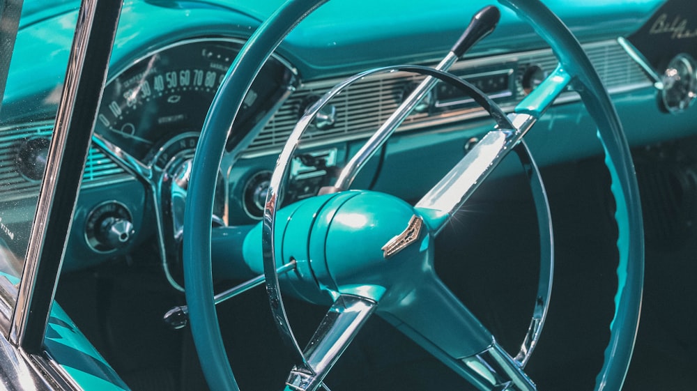 blue steering wheel