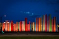 multicolored lighted park wall at night