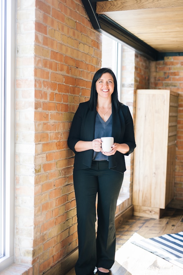 a business woman with a coffee