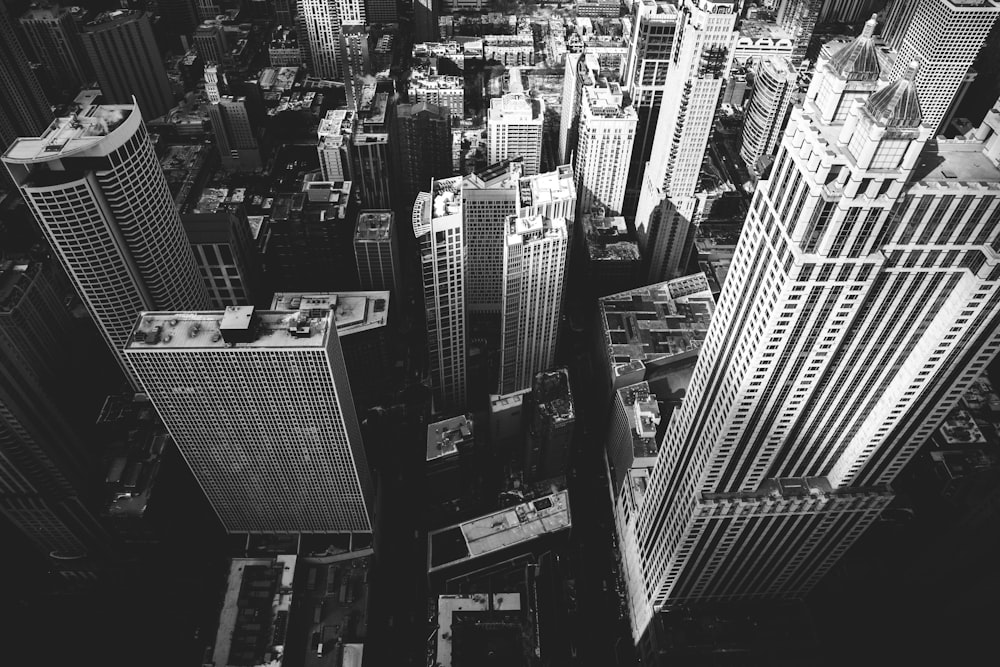 grayscale photography of buildings