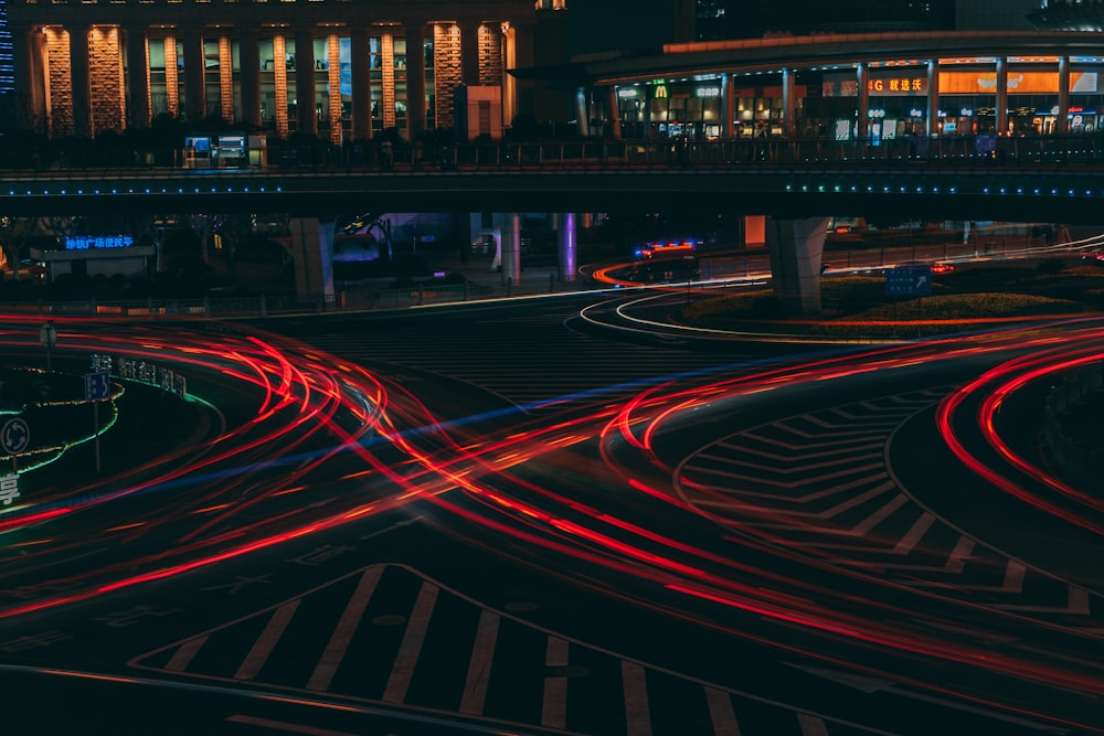 timelapse photography of street