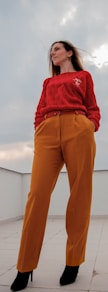 woman in orange pants